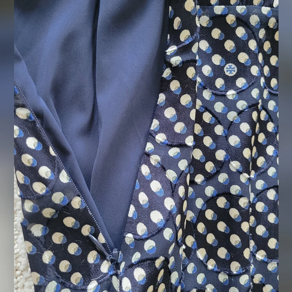 Tory Burch Navy Polka Dot Silk Dress - Picture 9 of 12